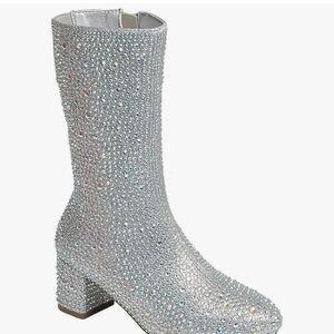 Silver Rhinestone Sparkle Kids Boots size 4